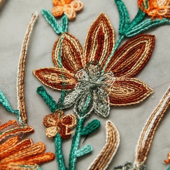 Floral Embroidered Sheer Black Kimono - Picture 6 of 8